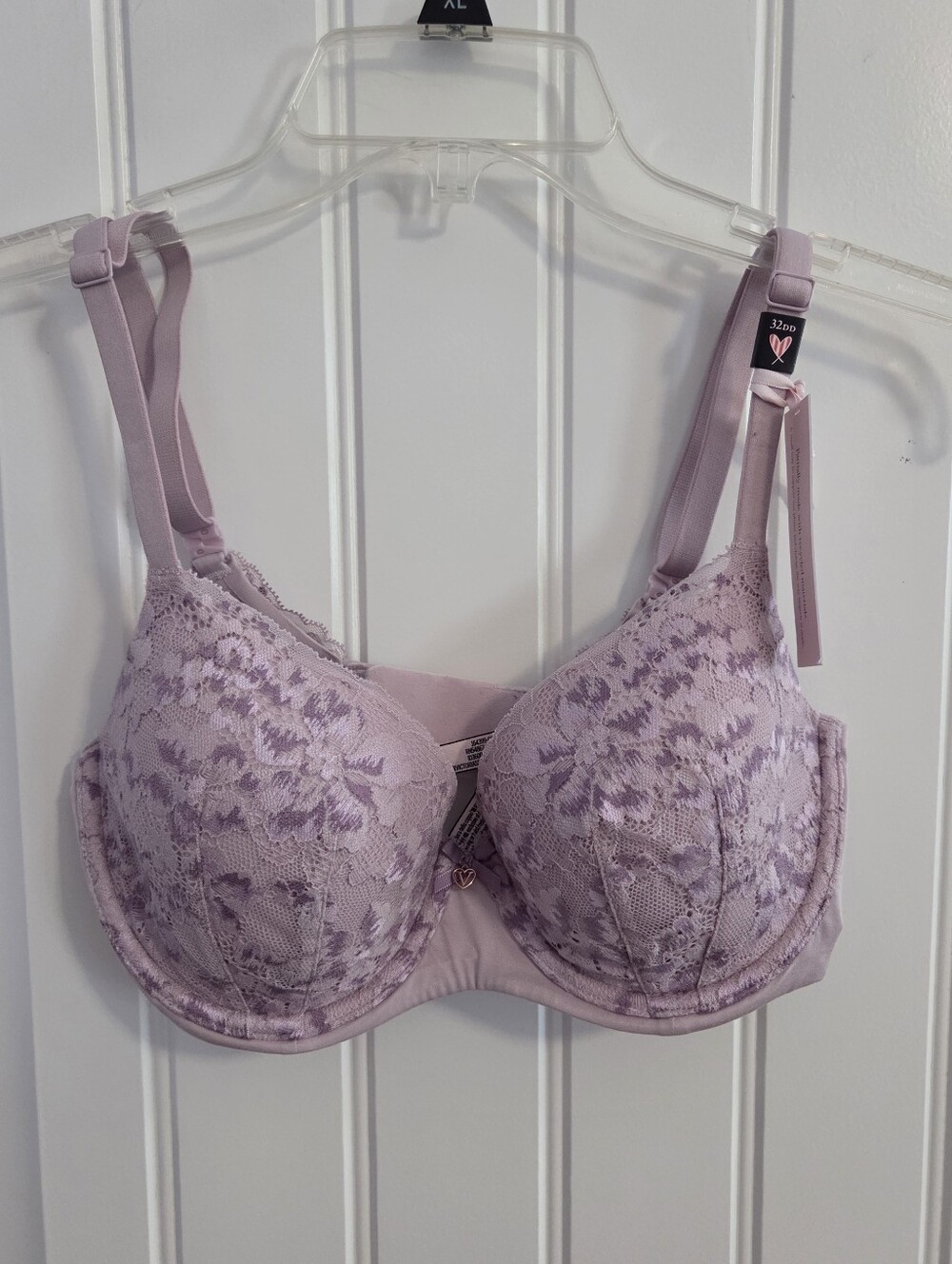 NWT Victoria's Secret Body By Victoria 32DD Lined Demi Bra Lace Lavender Wire